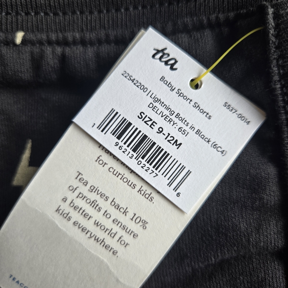 Nwt Tea Collection - Baby Sport Shorts - Lightning Bolts in Black - Picture 4 of 9
